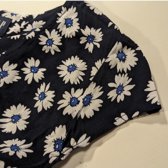 ๐๐ค GAP Rayon Daisy Print Button Front Cap Sleeve Mini Dress, 10 (6/8), NWOT - Picture 12 of 16